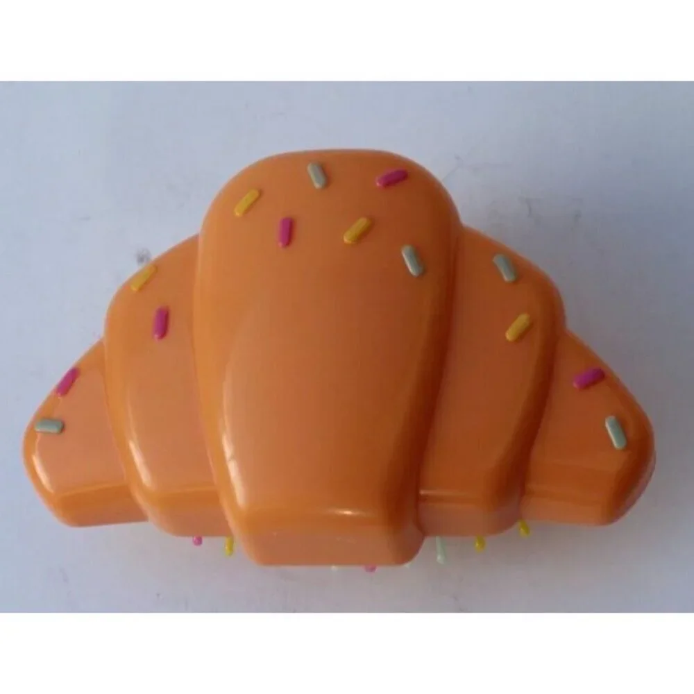 New Croissant-Shaped Hair Brush with Sprinkles - Fun & Unique Detangling Tool